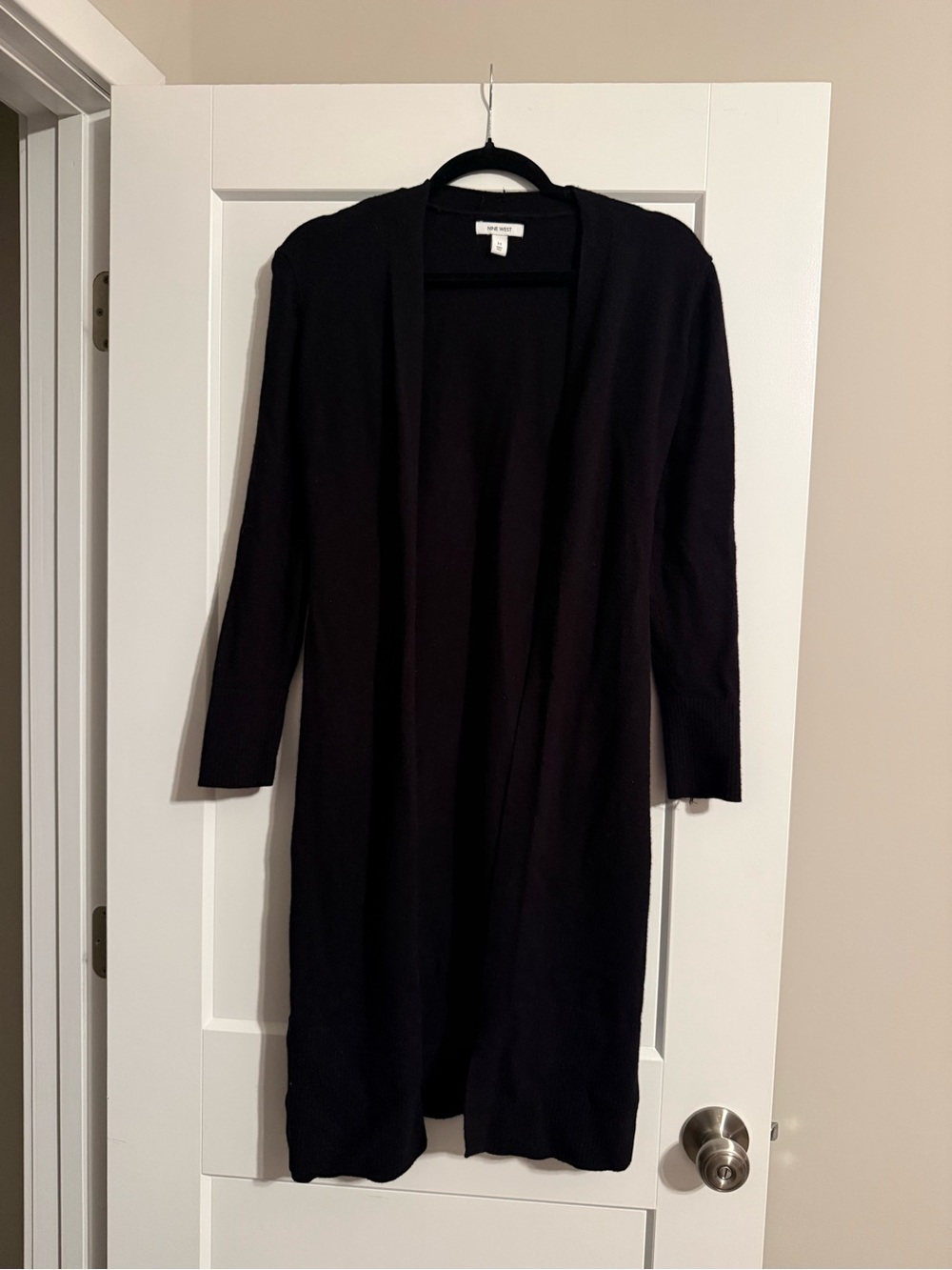 Nine West Black Long Open-Front Cardigan